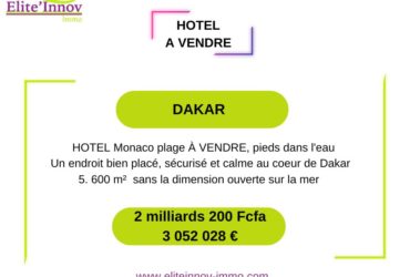 HOTEL "Monaco plage",  A_VENDRE_ Pieds dans l'eau au coeur de Dakar